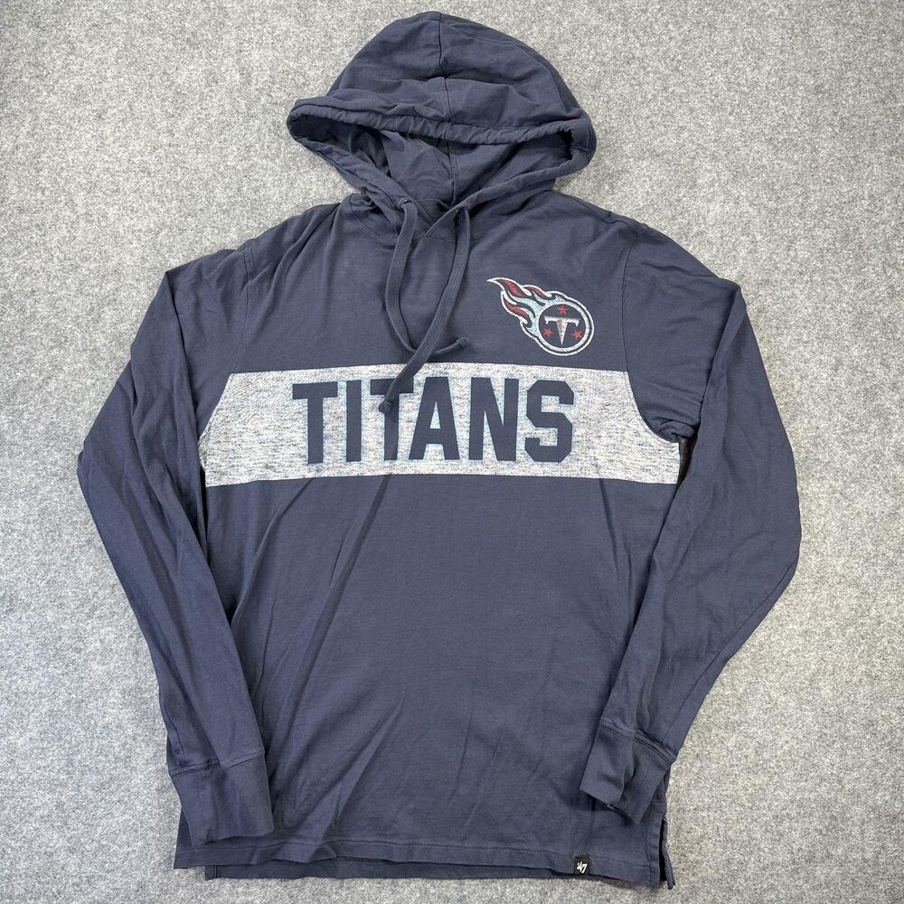 Tennessee Titans Shirt Mens Small Blue NFL Football '47 Hooded Long Sleeve